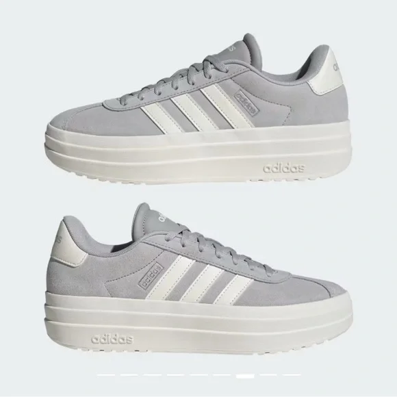 Adidas Women's Gray and White Platform Sneakers - Picture 1 of 9
